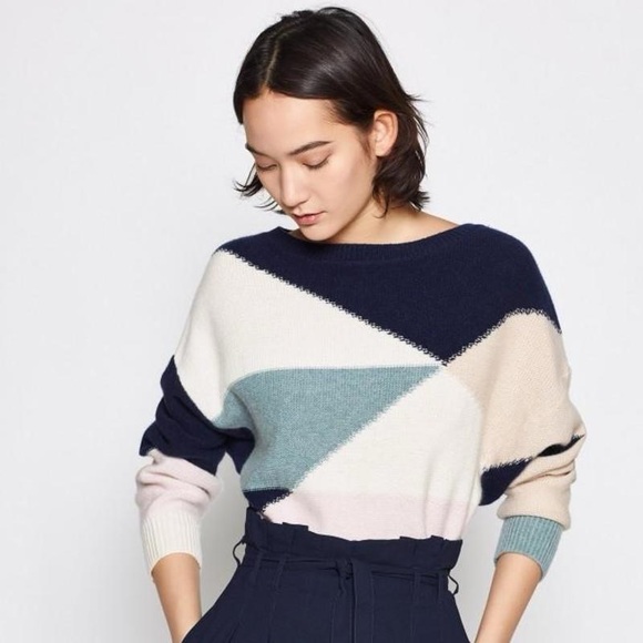 Joie Sweaters - Joie Megu Wool/Cashmere Cropped Sweater Porcelain Multi Size XS